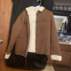 Tan Suede overcoat with Sherpa lining